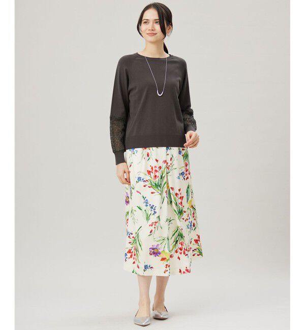 自由区「【洗える】ペイントタッチフラワープリント スカート」|スカート|