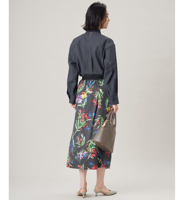 自由区「【洗える】ペイントタッチフラワープリント スカート」|スカート|