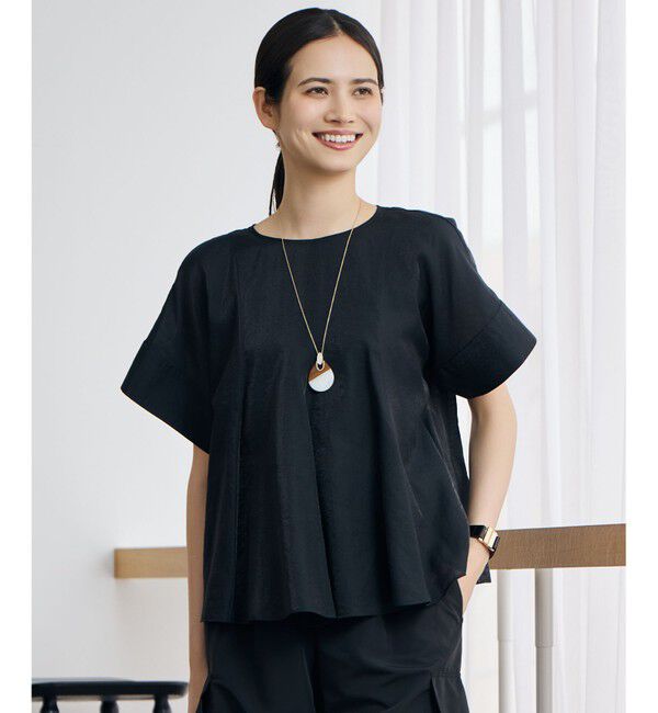 自由区「【カタログ掲載】ブライトシアーシャンブレー ブラウス」|シャツ・ブラウス|ブラック