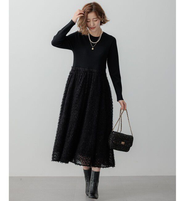 23区「【滝沢眞規子さん着用/一部店舗限定/洗える】ニットコンビジャカード ワンピース」|ワンピース|