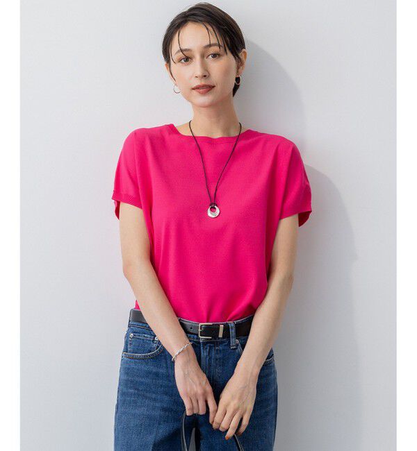 23区「【新色追加/洗える】レーヨンポリエステルストレッチ プルオーバー ニット」|ニット・セーター|マゼンタ系