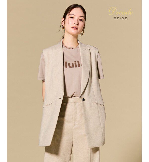 BEIGE,「CAROLE / リネンライクノースリーブジレジャケット」|ベスト・ジレ|Sand