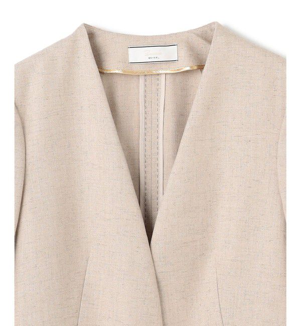 BEIGE,「CAROLE / リネンライクノーカラーハーフ丈ジャケット」|ノーカラージャケット|