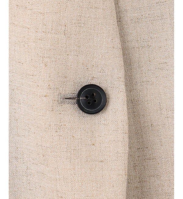 BEIGE,「CAROLE / リネンライクノーカラーハーフ丈ジャケット」|ノーカラージャケット|