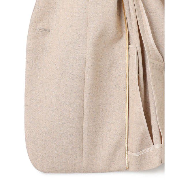 BEIGE,「CAROLE / リネンライクノーカラーハーフ丈ジャケット」|ノーカラージャケット|