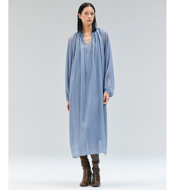 BEIGE,「CALLERRY / シルク混ドットギャザーワンピース」|ワンピース|