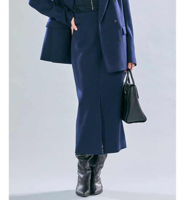 BEIGE,「【VERY NaVY12月号掲載】BUNNELL / ウールハイウエストタブボタンスカート」|スカート|Navy