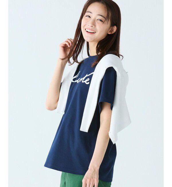 LACOSTE「【オンライン限定】LACOSTE スクリプトネームロゴ  ルーズシルエットハーフスリーブTシャツ」|Tシャツ・カットソー|
