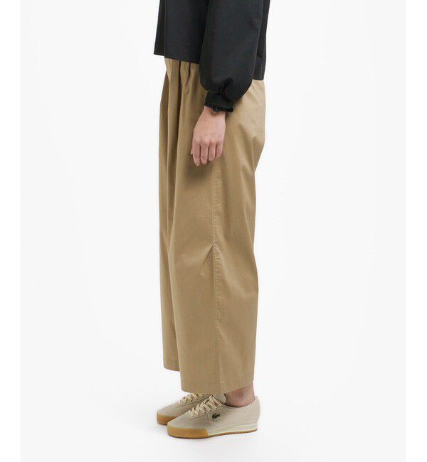 LACOSTE「ウエストギャザーストレッチ ダブルタックワイドパンツ」|チノ|