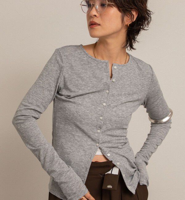 NOLLEY'S「【MAQWEL/マクウェル】リブクルーネックカーディガン」|カーディガン|