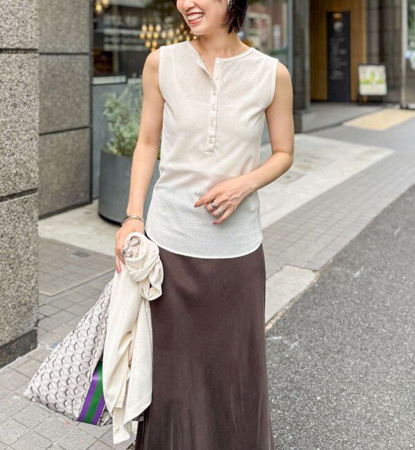 NOLLEY'S「《アンサンブル対応》シアーワッフルヘンリーノースリーブ2WAYプルオーバーカットソー」|Tシャツ・カットソー|キナリ