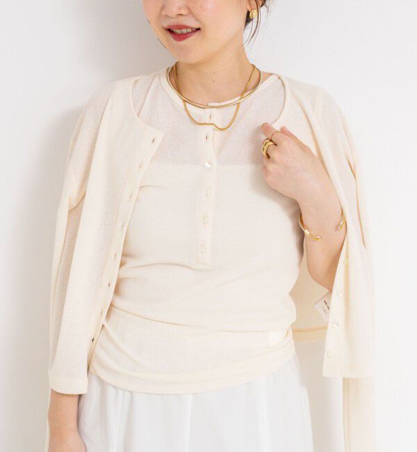 NOLLEY'S「《アンサンブル対応》シアーワッフルヘンリーノースリーブ2WAYプルオーバーカットソー」|Tシャツ・カットソー|