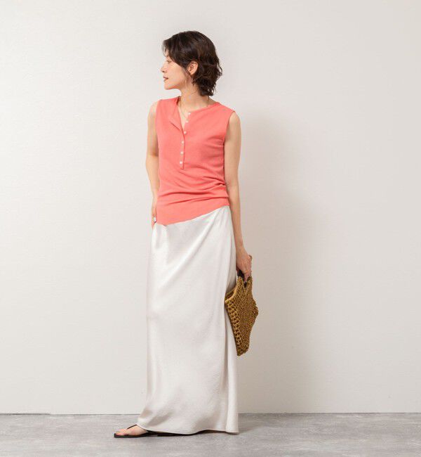 NOLLEY'S「《アンサンブル対応》シアーワッフルヘンリーノースリーブ2WAYプルオーバーカットソー」|Tシャツ・カットソー|