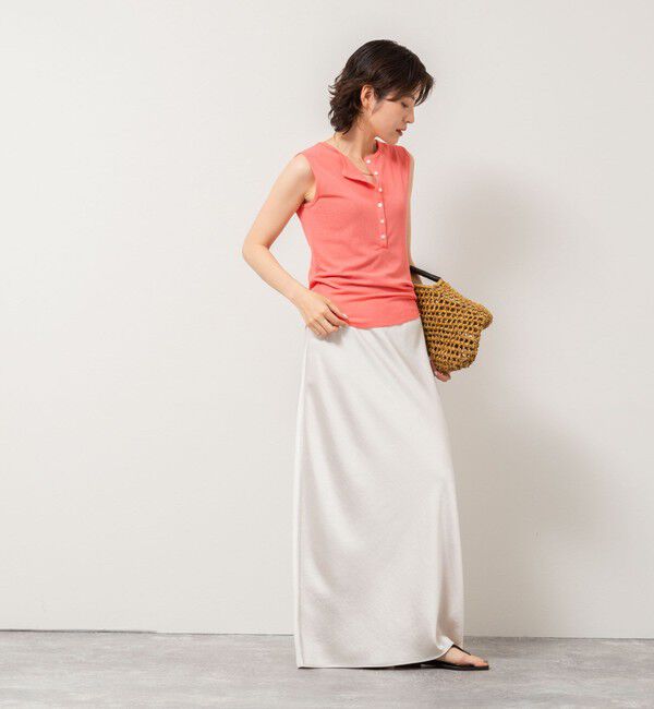 NOLLEY'S「《アンサンブル対応》シアーワッフルヘンリーノースリーブ2WAYプルオーバーカットソー」|Tシャツ・カットソー|