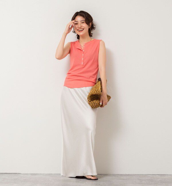 NOLLEY'S「《アンサンブル対応》シアーワッフルヘンリーノースリーブ2WAYプルオーバーカットソー」|Tシャツ・カットソー|