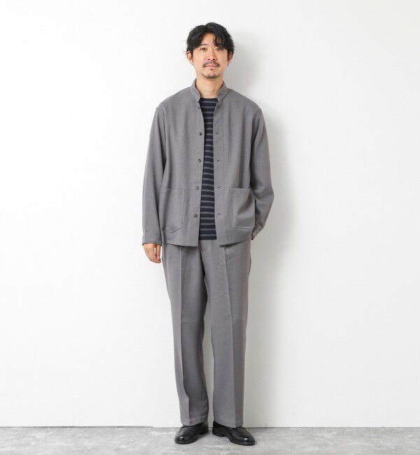 NOLLEY'S goodman「《セットアップ対応》LANATEC ウーステッドサージストレッチ マオカラーシャツブルゾン」|ブルゾン・スタジャン|