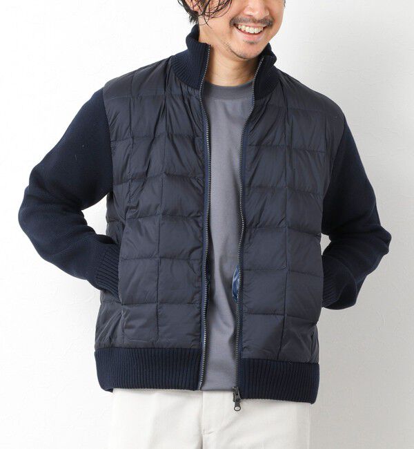 NOLLEY'S goodman「【TAION/タイオン】別注HI NECK DOWN JKT WITH SLEEVE KNIT 25AW」|ブルゾン・スタジャン|ネイビー
