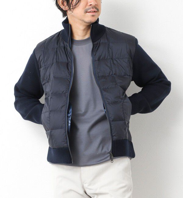 NOLLEY'S goodman「【TAION/タイオン】別注HI NECK DOWN JKT WITH SLEEVE KNIT 25AW」|ブルゾン・スタジャン|