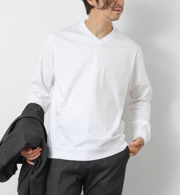 NOLLEY'S goodman「《ビジカジ対応》シルケットスムースドレスL/S V Tシャツ 25AW」|Tシャツ・カットソー|