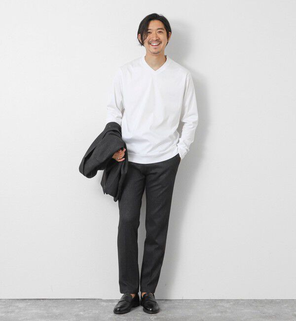 NOLLEY'S goodman「《ビジカジ対応》シルケットスムースドレスL/S V Tシャツ 25AW」|Tシャツ・カットソー|