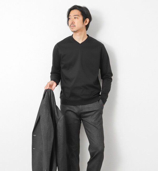 NOLLEY'S goodman「《ビジカジ対応》シルケットスムースドレスL/S V Tシャツ 25AW」|Tシャツ・カットソー|