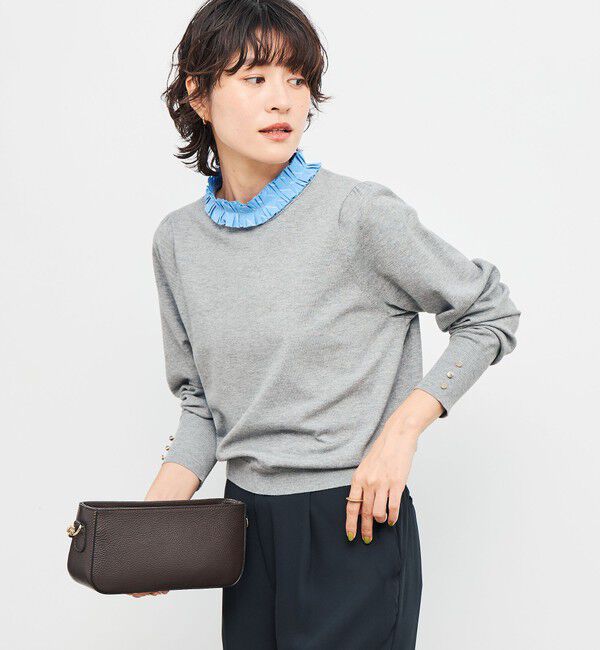 NOLLEY'S「プリーツ衿取り外しプルオーバーニット」|ニット・セーター|ミディアムグレー