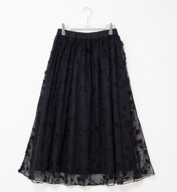 NOLLEY'S「ウォッシャブルチュール刺繍リバーシブルギャザースカート」|フレア|