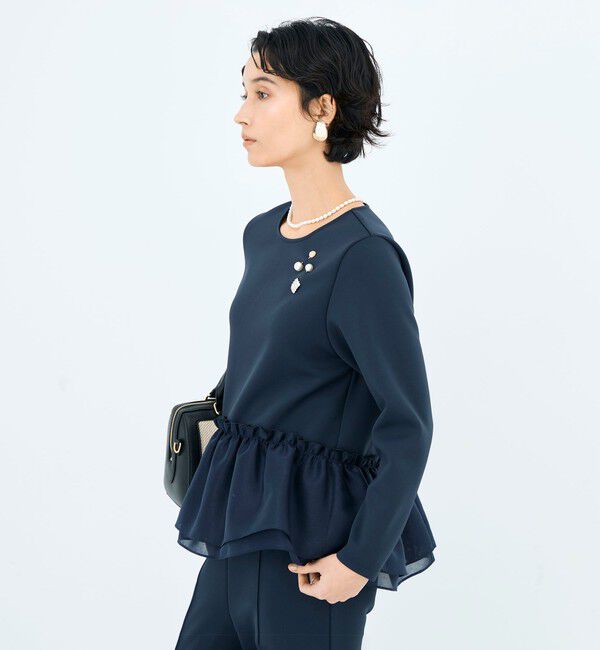 NOLLEY'S sophi「《セットアップ対応》ウォッシャブルダンボール&times;オーガンジーペプラムプルオーバー」|Tシャツ・カットソー|