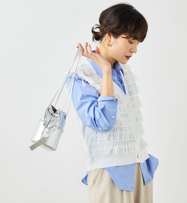 NOLLEY'S「《手洗い可能》チュールフリンジVネックベスト」|ベスト・ジレ|