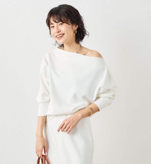 NOLLEY'S sophi「《セットアップ対応》ウォッシャブルボートネックライトダンボールプルオーバー」|Tシャツ・カットソー|