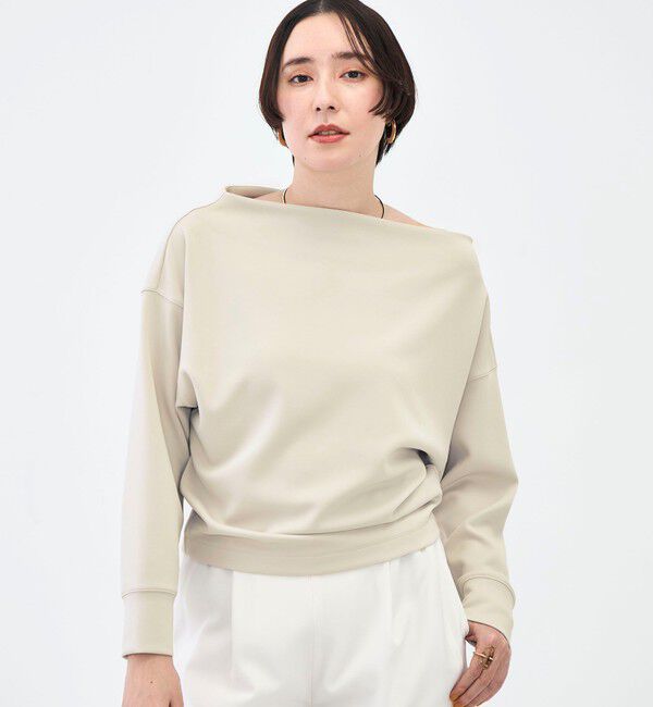 NOLLEY'S sophi「《セットアップ対応》ウォッシャブルボートネックライトダンボールプルオーバー」|Tシャツ・カットソー|ベージュ