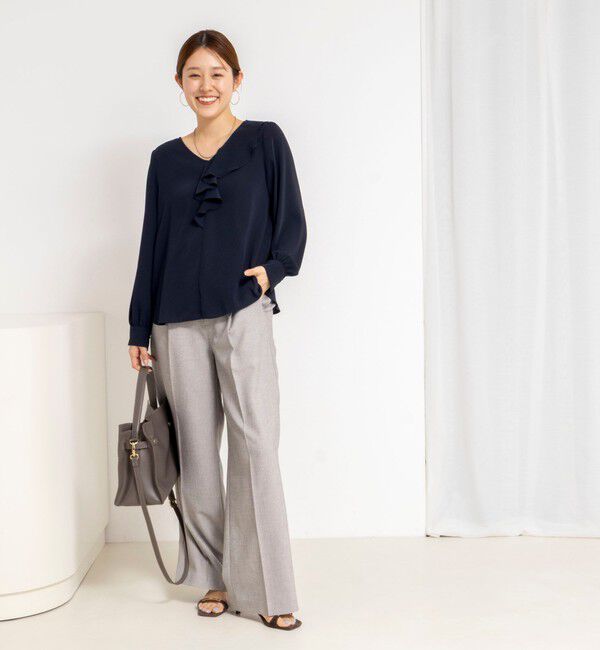 NOLLEY'S sophi「ウォッシャブルサテンアシンメトリーラッフルブラウス」|シャツ・ブラウス|