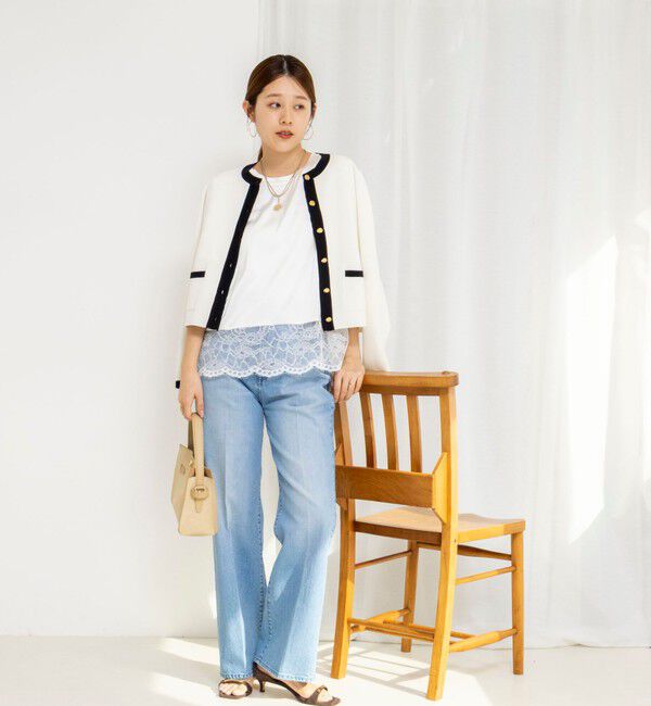 NOLLEY'S「ウォッシャブル裾レースオトナサテンＴシャツ」|シャツ・ブラウス|