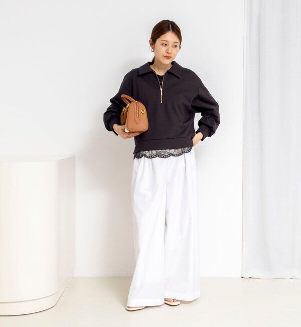 NOLLEY'S「ウォッシャブル裾レースオトナサテンＴシャツ」|シャツ・ブラウス|