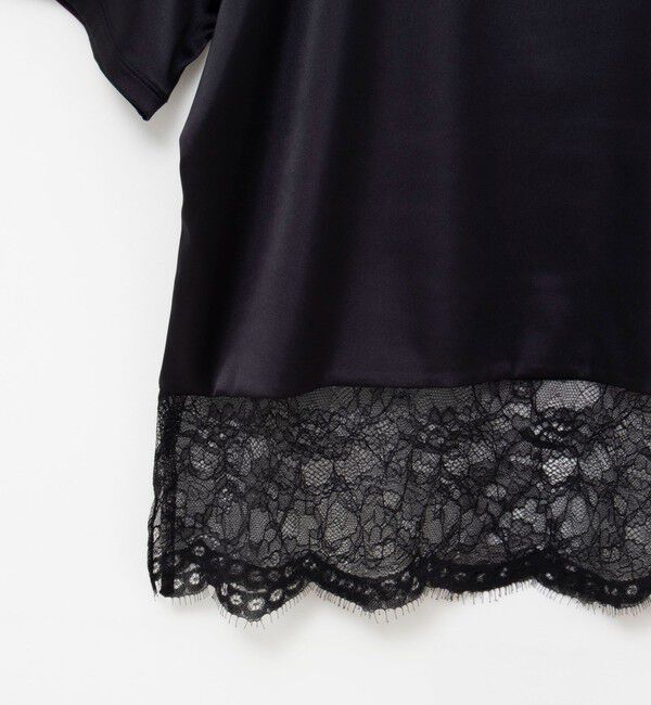 NOLLEY'S「ウォッシャブル裾レースオトナサテンＴシャツ」|シャツ・ブラウス|