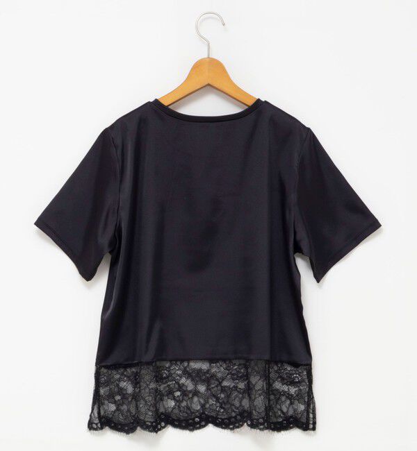 NOLLEY'S「ウォッシャブル裾レースオトナサテンＴシャツ」|シャツ・ブラウス|