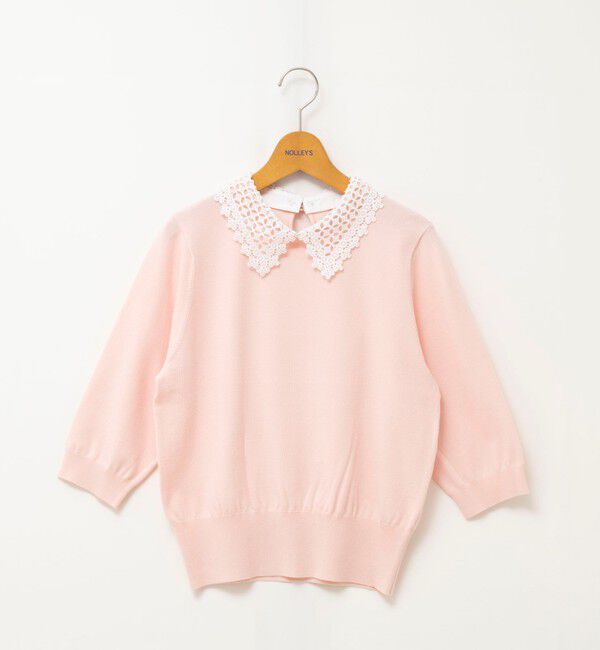 NOLLEY'S「【WEB＆一部店舗限定カラー】《手洗い可能》襟レース取り外し6分袖プルオーバー」|ニット・セーター|