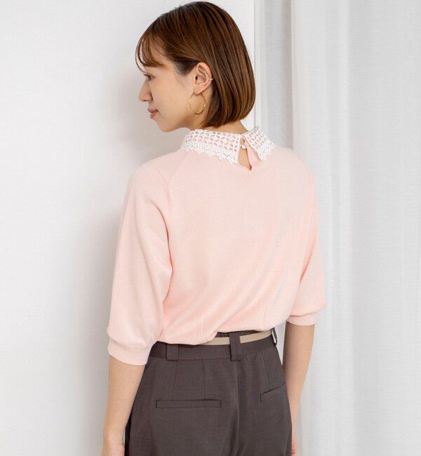 NOLLEY'S「【WEB＆一部店舗限定カラー】《手洗い可能》襟レース取り外し6分袖プルオーバー」|ニット・セーター|