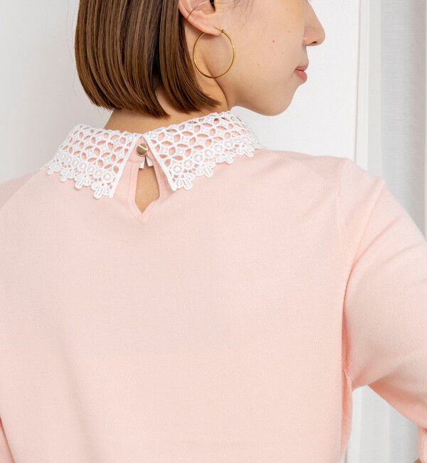 NOLLEY'S「【WEB＆一部店舗限定カラー】《手洗い可能》襟レース取り外し6分袖プルオーバー」|ニット・セーター|