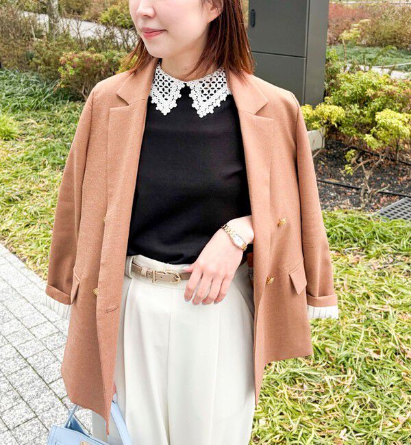 NOLLEY'S「【WEB＆一部店舗限定カラー】《手洗い可能》襟レース取り外し6分袖プルオーバー」|ニット・セーター|ブラック