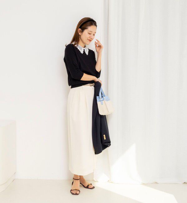 NOLLEY'S「【WEB＆一部店舗限定カラー】《手洗い可能》襟レース取り外し6分袖プルオーバー」|ニット・セーター|