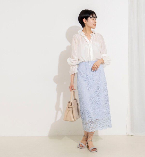 NOLLEY'S sophi「ウォッシャブルシアーオーガンジーフリルネックブラウス」|シャツ・ブラウス|