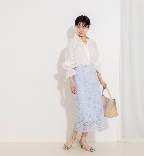 NOLLEY'S sophi「ウォッシャブルシアーオーガンジーフリルネックブラウス」|シャツ・ブラウス|