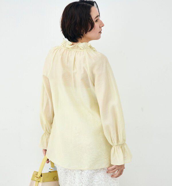NOLLEY'S sophi「ウォッシャブルシアーオーガンジーフリルネックブラウス」|シャツ・ブラウス|