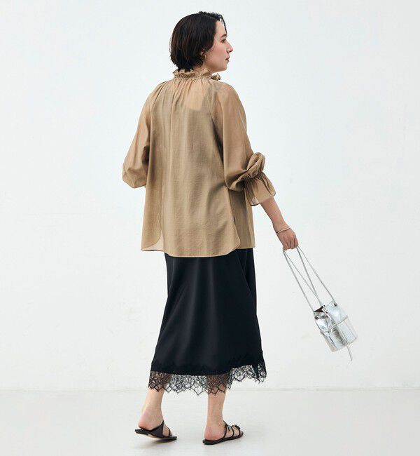 NOLLEY'S sophi「ウォッシャブルシアーオーガンジーフリルネックブラウス」|シャツ・ブラウス|