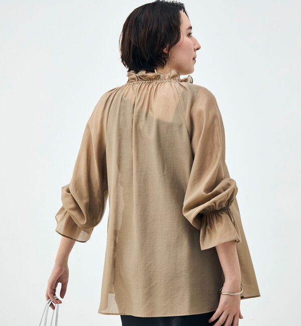 NOLLEY'S sophi「ウォッシャブルシアーオーガンジーフリルネックブラウス」|シャツ・ブラウス|