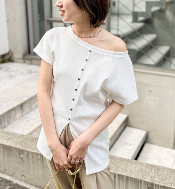 NOLLEY'S「ウォッシャブルスリット2WAYプルオーバー」|Tシャツ・カットソー|ホワイト