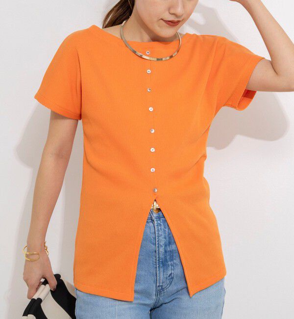 NOLLEY'S「ウォッシャブルスリット2WAYプルオーバー」|Tシャツ・カットソー|オレンジ