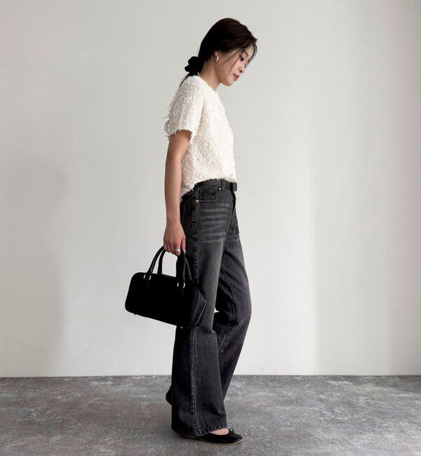 fredy emue「チュールテープ半袖ニットプルオーバー」|ニット・セーター|