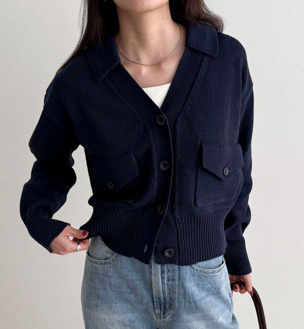 fredy emue「コットン衿付きVネックカーディガン」|カーディガン|